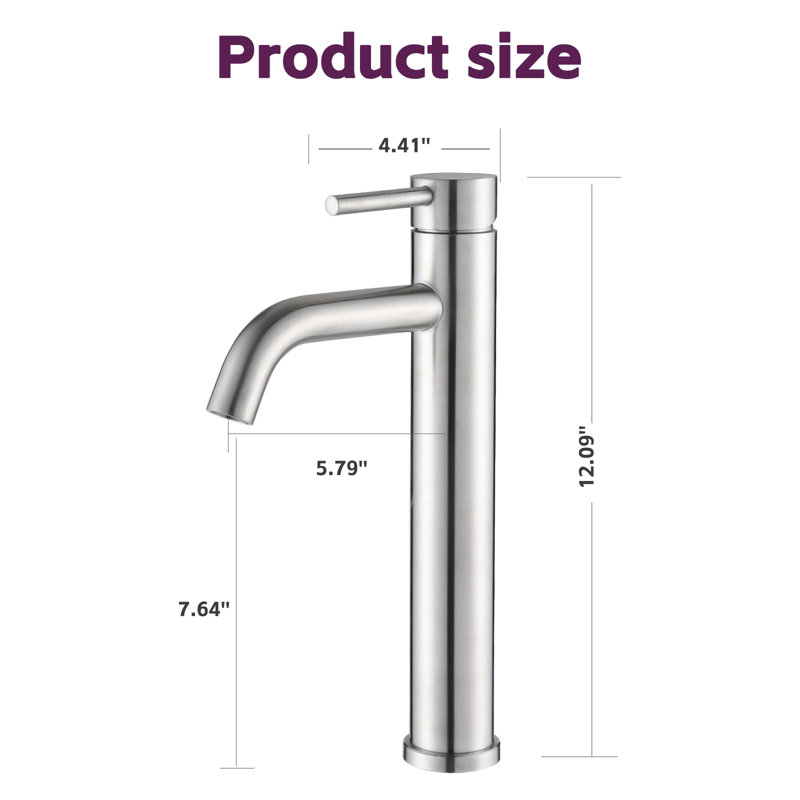 Robinet de lavabo pour salle de bain en nickel brossé, Nickel brossé