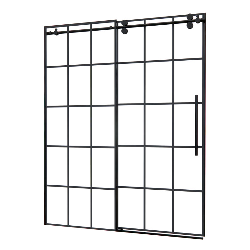 Esense 60" Matte Black Frameless Sliding Shower Door with Clear Glass