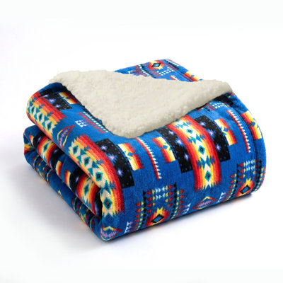 Plush Western Fleece Blanket, with Sherpa Reverse