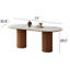 Table de salle à manger ovale moderne avec dessus en pierre et piètement en bois massif, idéale pour la cuisine et la salle à manger. Table rectangulaire pour 6 personnes.-958525168-953297698-929666107