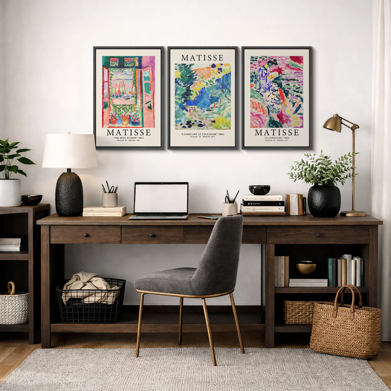 Classical Artwork "Vibrant coloré, décoration murale Henri Matisse, images murales de paysage abstrait moderne, grande impression sur toile encadrée, ensemble de 3 pièces" 16 "x 24" x 3 pièces, 24 "x 36" x 3 pièces