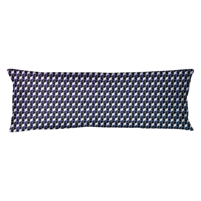 Coussin lombaire géométrique, Bourre en polyester, Mauve / Bleu