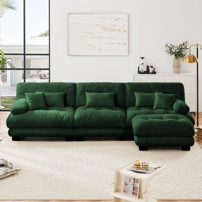 Canapé modulaire en chenille surdimensionné à 3 places en forme de L convertible
