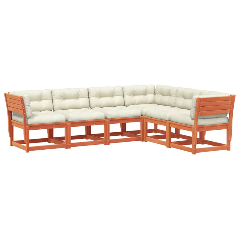 273 cm W Patio Sofa with Cushions, White, Wax Brown