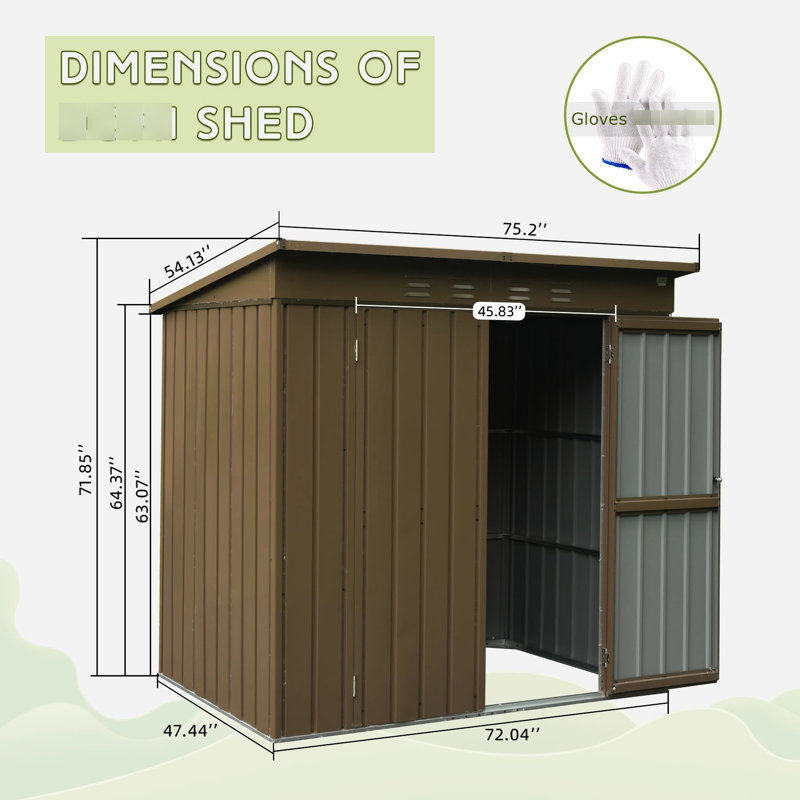 Remise de rangement pour pelouse 6 pi x 4 pi - Métal, double porte verrouillable, imperméable, toit incliné, ventilation pour jardin