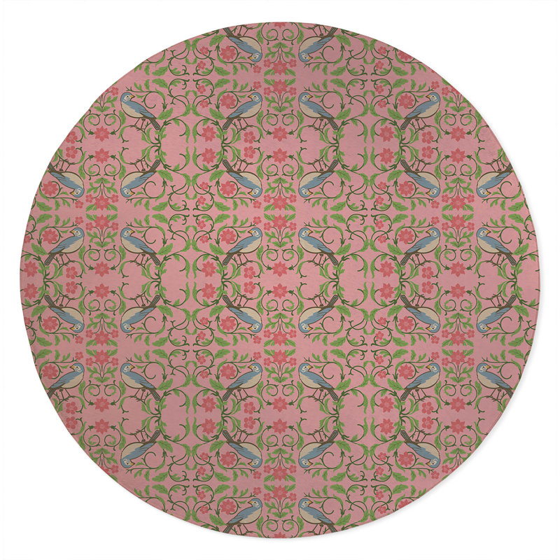 Tweetie Soft Step Outdoor Area Rug, Round 5', Pink