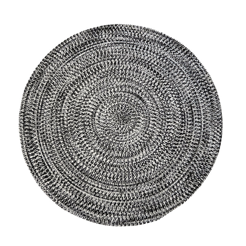 Tapis rond intérieur / extérieur en tweed noir et blanc Ardengo, Rond 10 pi