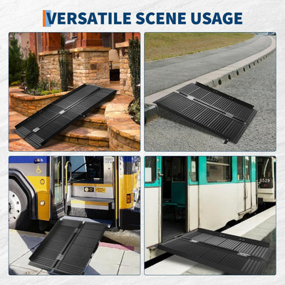 Portable Wheelchair Ramp, Non-Slip Aluminum Wheelchair Ramp, 800 LBS Weight Capacity Folding Portable Ramps for Home Steps, Stairs, Doorways, Curbs