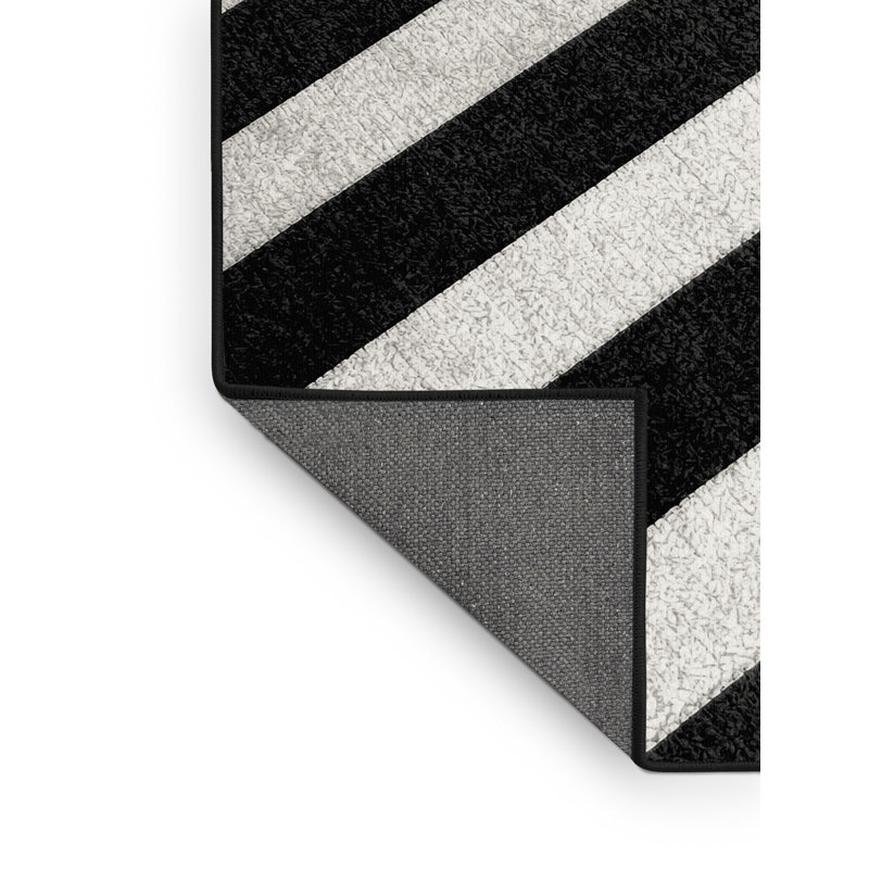 Tapis gris moelleux à rayures douces et douces Elbridge, Carré 7 pi