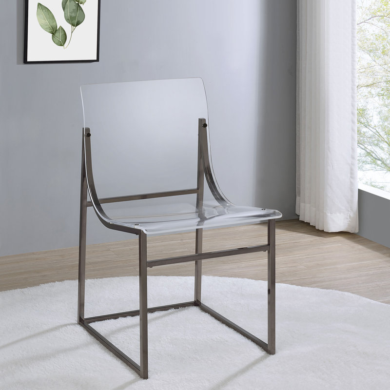 Eisinger 17.75'' H Metal Side Chair, Clear/Brown