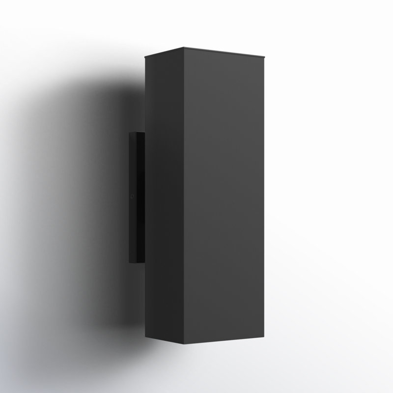 Medium Two Light Outdoor Wall Lantern, 14.25" H x 5" W x 7.75" D, Black, No