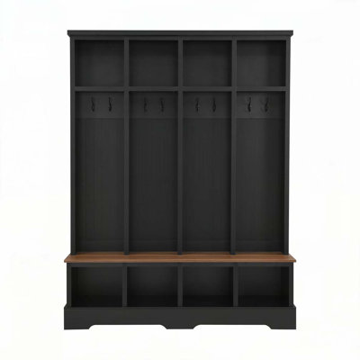 Farmhouse 59"W Wide Hall Tree with 8 Hooks