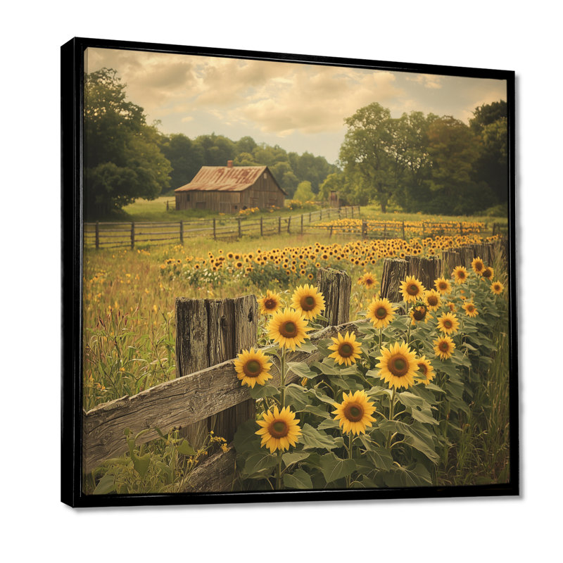 Driton - Art mural floral grand, Impression encadrée flottante, Noir, noir, noir, noir, H 16 po x l 16 po