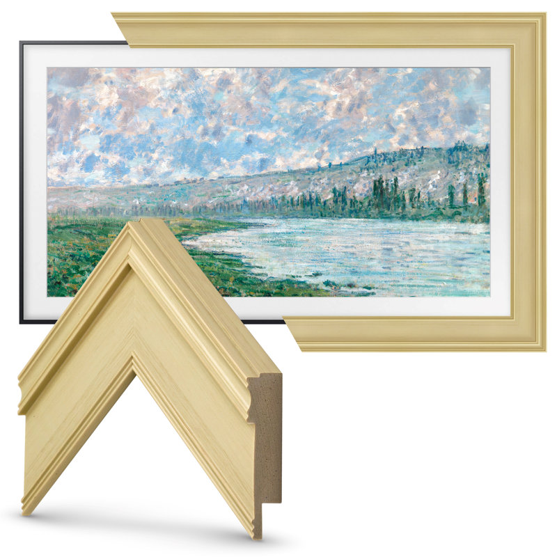 Classic Antique White Wooden Wall TV Frame Assembly Kit