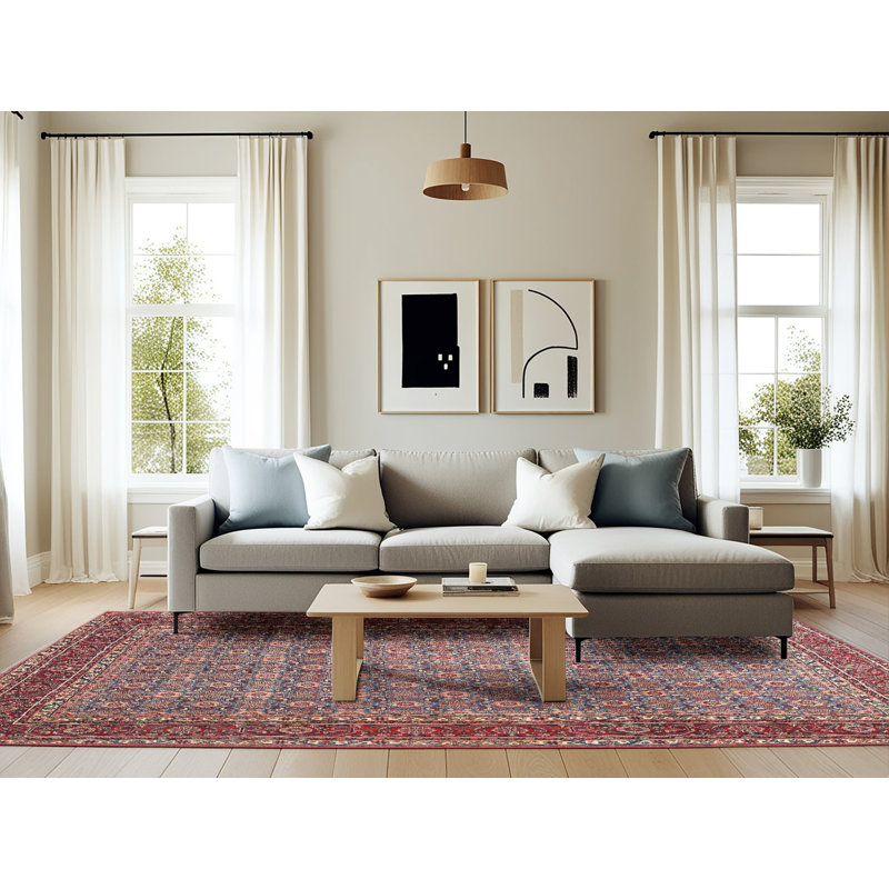 Tapis de style oriental rouge, Rectangle 6 pi x 9 pi