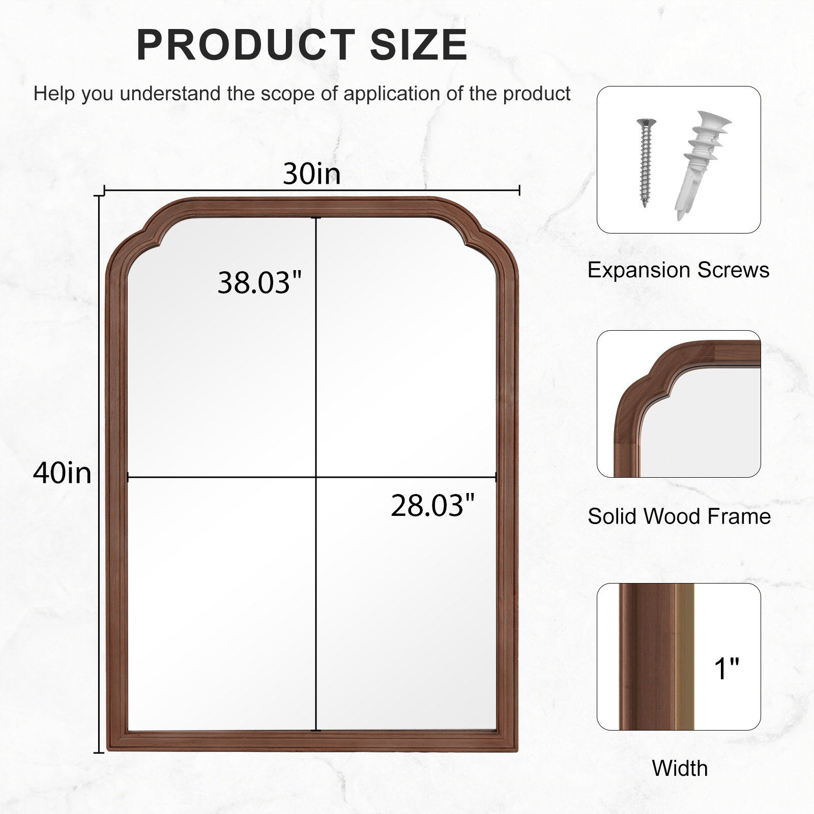 Ancalin Wood Accent Wall Mirror for Bathroom Bedroom Decorative Mirror