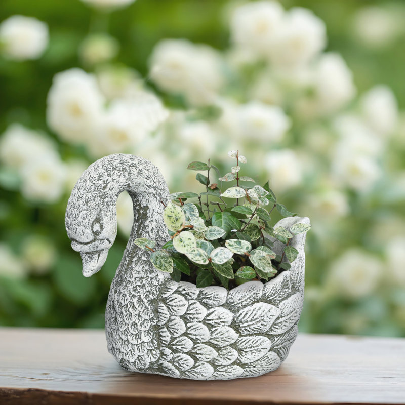Cement Planters for Outdoor Plants Succulent Pots Indoor Herb Plant Pots Concrete Swan Statue Tabletop Garden Balcony Decor