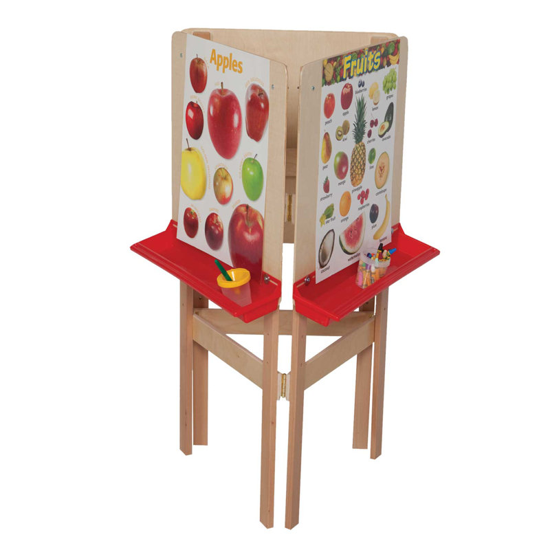 Maple and Plywood 3-Sided Adjustable Easel with Plastic Trays