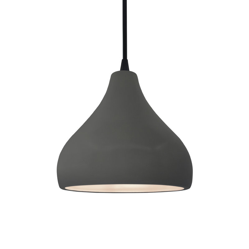 Luminaire suspendu à 1 lumière Meydan, H 7,25 po x l 8 po x P 8 po, Gris brillant, Noir mat