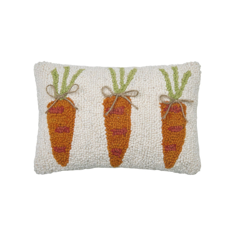 Carrot Trio Wool Hook Pillow