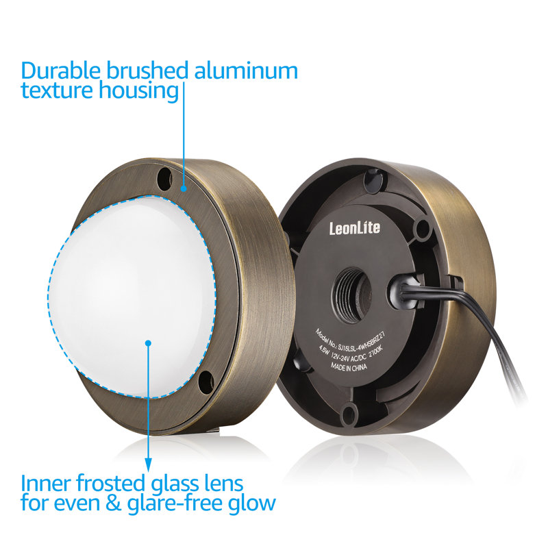 Luna LED Landscape Light, 4.5W Low Voltage Pathway Lights, 12-24V AC/DC, IP65 Waterproof, UL Listed, 2700K Soft White