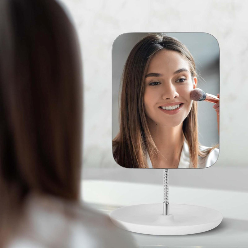Miroir de coiffeuse de table avec support Miroir de maquillage pour bureau, col-de-cygne flexible, rotatif à 360 °