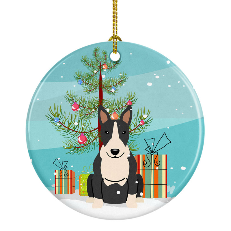 Ornement en céramique pour fêtes gascon saintongeois, Bull terrier noir