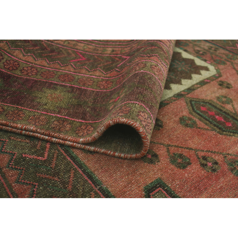 One-of-a-Kind 4'5" X 12'9" 1980s Runner Wool Area Rug in