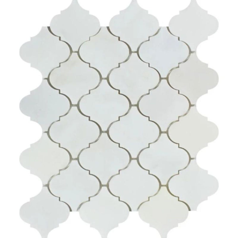 2" x 2" Marble Arabesque Mosaic Wall & Floor Tile, Honed Oriental White