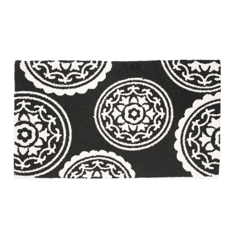 Tapis d'intérieur antidérapant Anne, Noir, Rectangle 2 pi x 4 pi