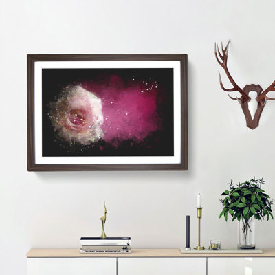 Lone Pink Rose Paint Splash - Picture Frame Graphic Art