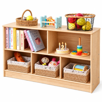Étagère Montessori à 2 niveaux en bois d'hévéa 113,3 cm (L) x 30 cm (P) x 60 cm (H)