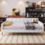 Lit de jour double rembourré avec 4 pieds de soutien, beige