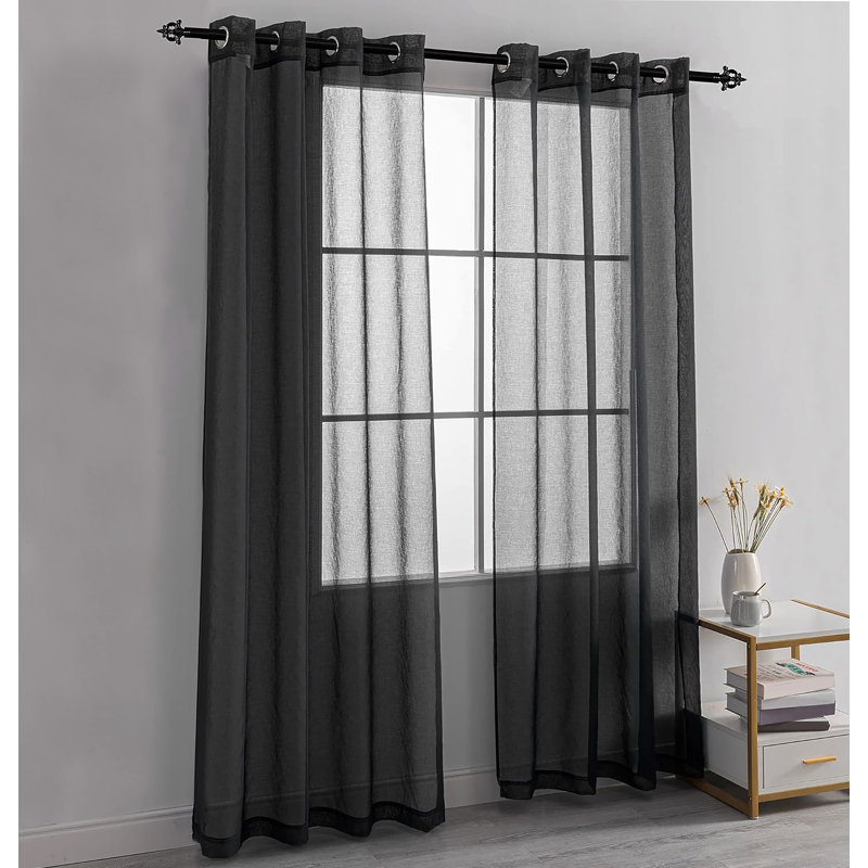 Paire de rideaux transparents Alohna, Noir