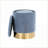 Ottomans Set of 2, Contemporary Glam Navy Blue Plush with Gold Metal Base | Nesting | Gold | Metal-123499451