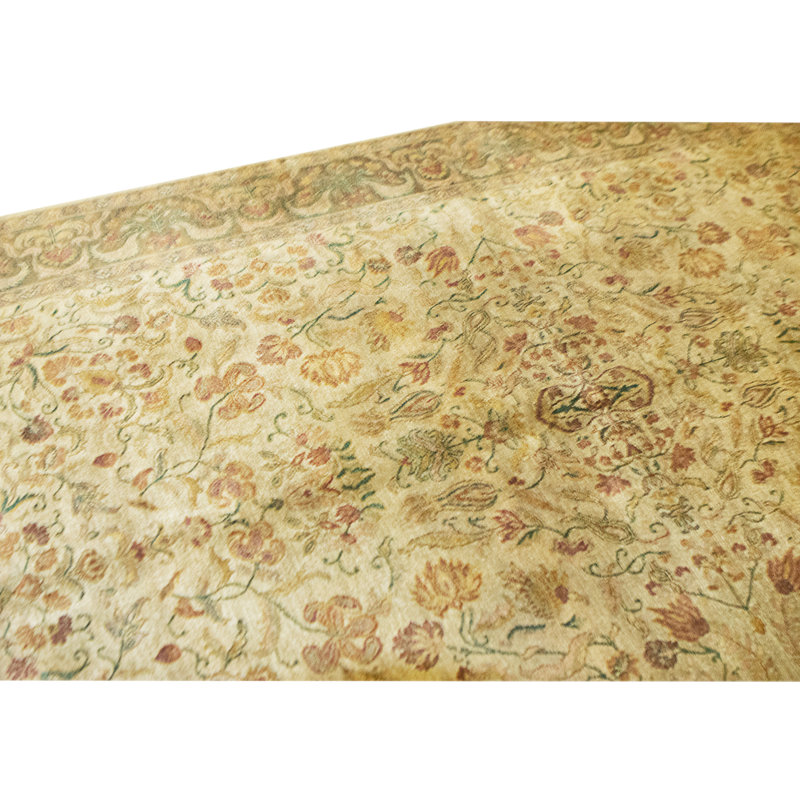 High-Quality Hand-Knotted Ivory And Brown Area Rug