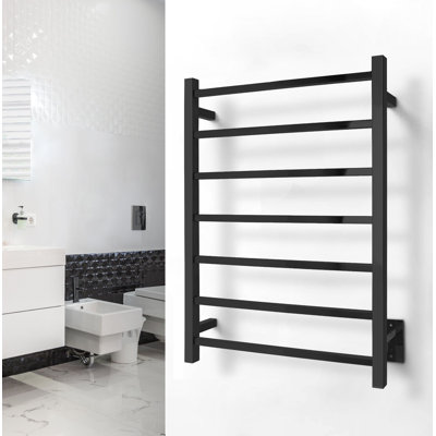 Elevate Tahoe 7 Towel Warmer, Black, Hardwired, 7 Bars
