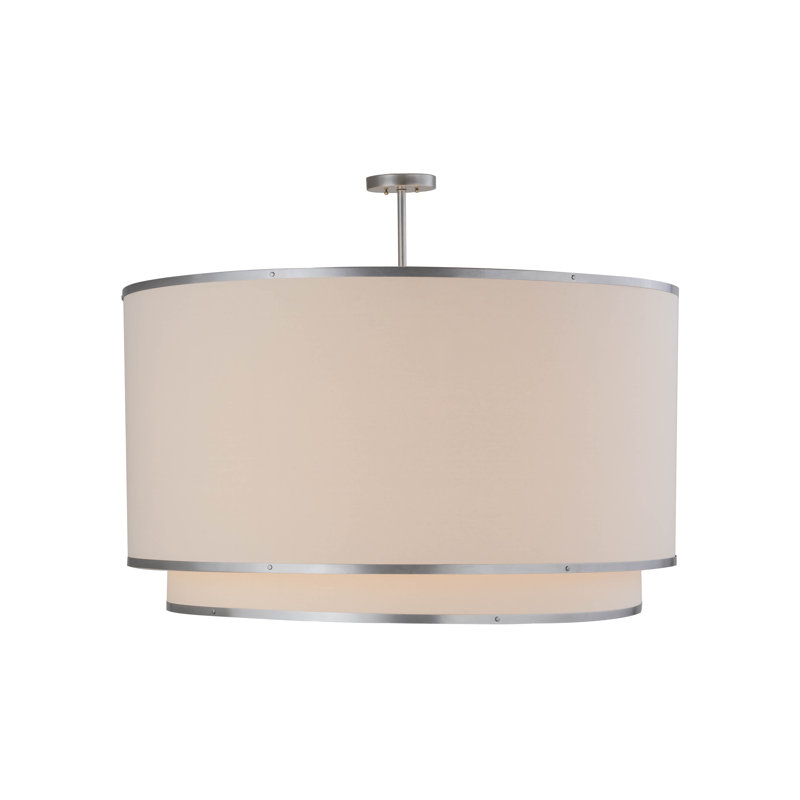 Natural Nickel Drum Pendant with Glass Diffuser