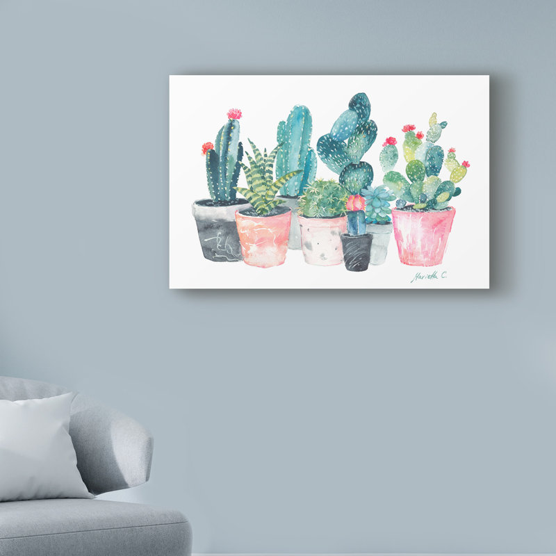 «Cactus Water Color» par Marietta Cohen, impression sur toile tendue, H 30 po x l 47 po x P 2 po