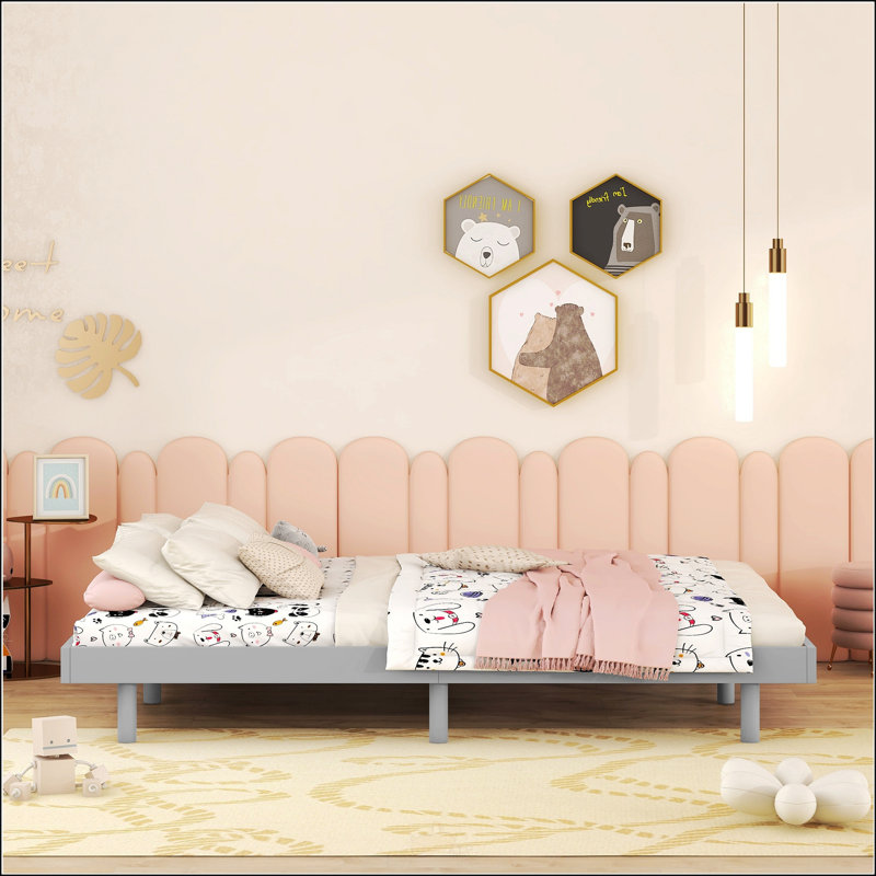 Modern Design Full Floating Platform Bed Frame, Full, Gray