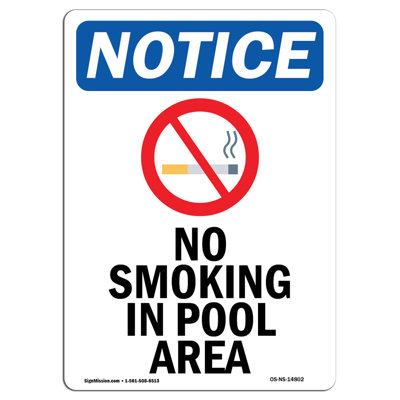 No Smoking in Pool Area Sign