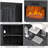 67" Fireplace TV Stand with 23" Insert Electric Fireplace, LED Media Console with Barn Doors & Storage