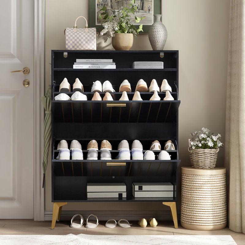 Armoire de rangement pour chaussures 16 portes, Noir