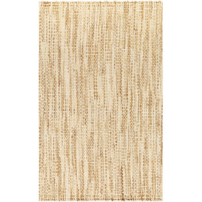 Tapis blé / crème en jute tissé à plat à la main Kinzey