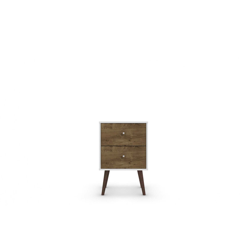 Table de chevet 18 po Liberty en blanc et brun rustique (2 tiroirs)