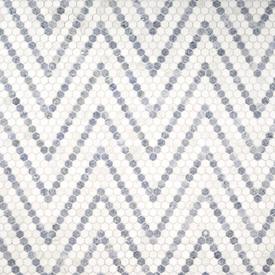 Bianco Dolomite Sazi 10.94 in. x 13.74 in. Polished Marble Mesh-Mounted Mosaic Tile