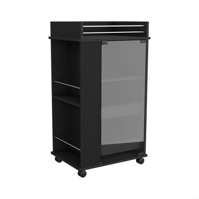 Bar Cart With Two-Side Shelves Beaver, Glass Door And Upper Surface