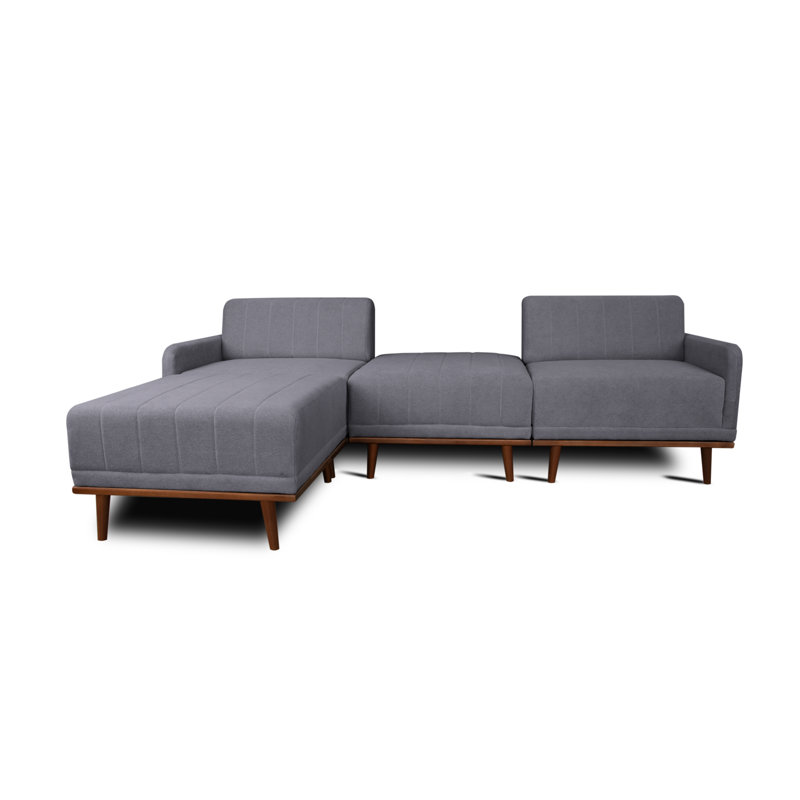 Strouth 4 Seater Sofa & Chaise, Left Hand Facing, Grey Polyester Blend