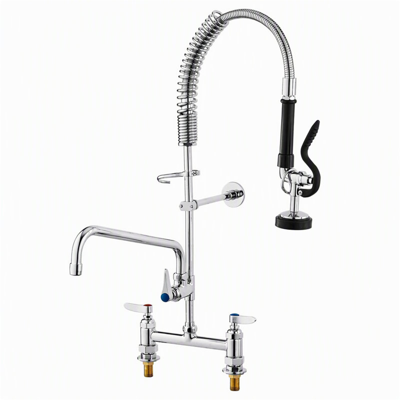 Robinet pré-rinçage commercial robuste avec bec pivotant et pulvérisateur haute pression pour cuisines professionnelles