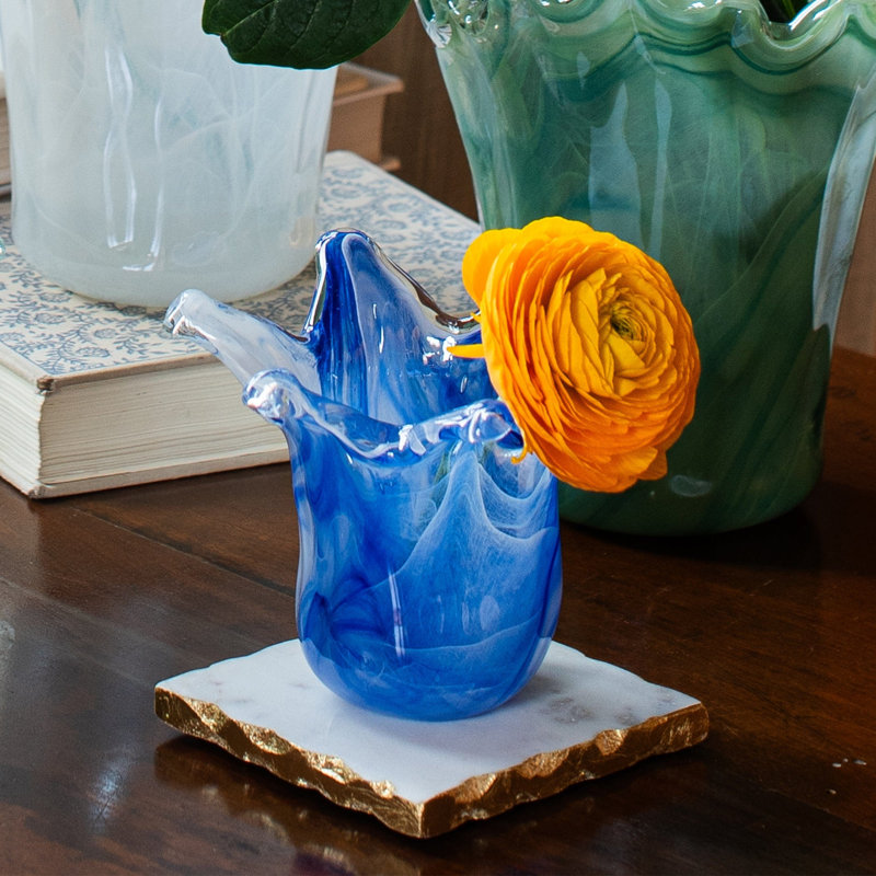 Onda Handmade Glass Table Vase, Cobalt